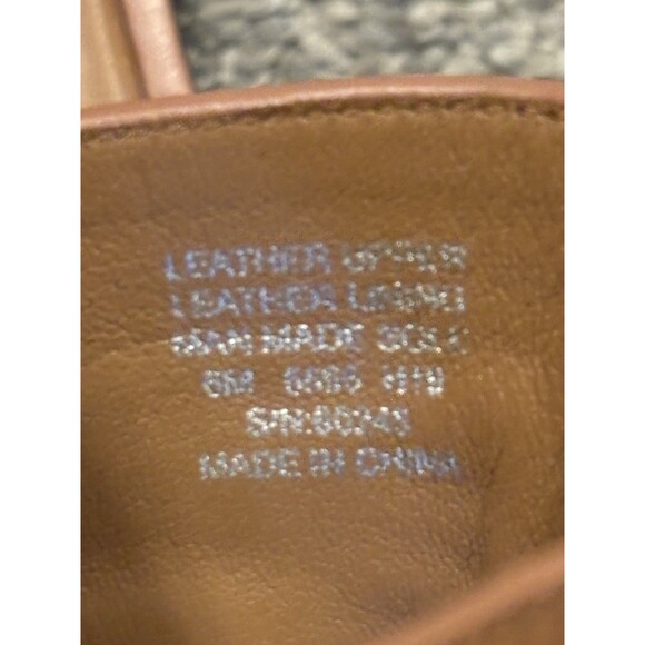 Tory Burch Everly Calf Leather Slide Size 6 Tan Pink Logo Sandals - Picture 5 of 7